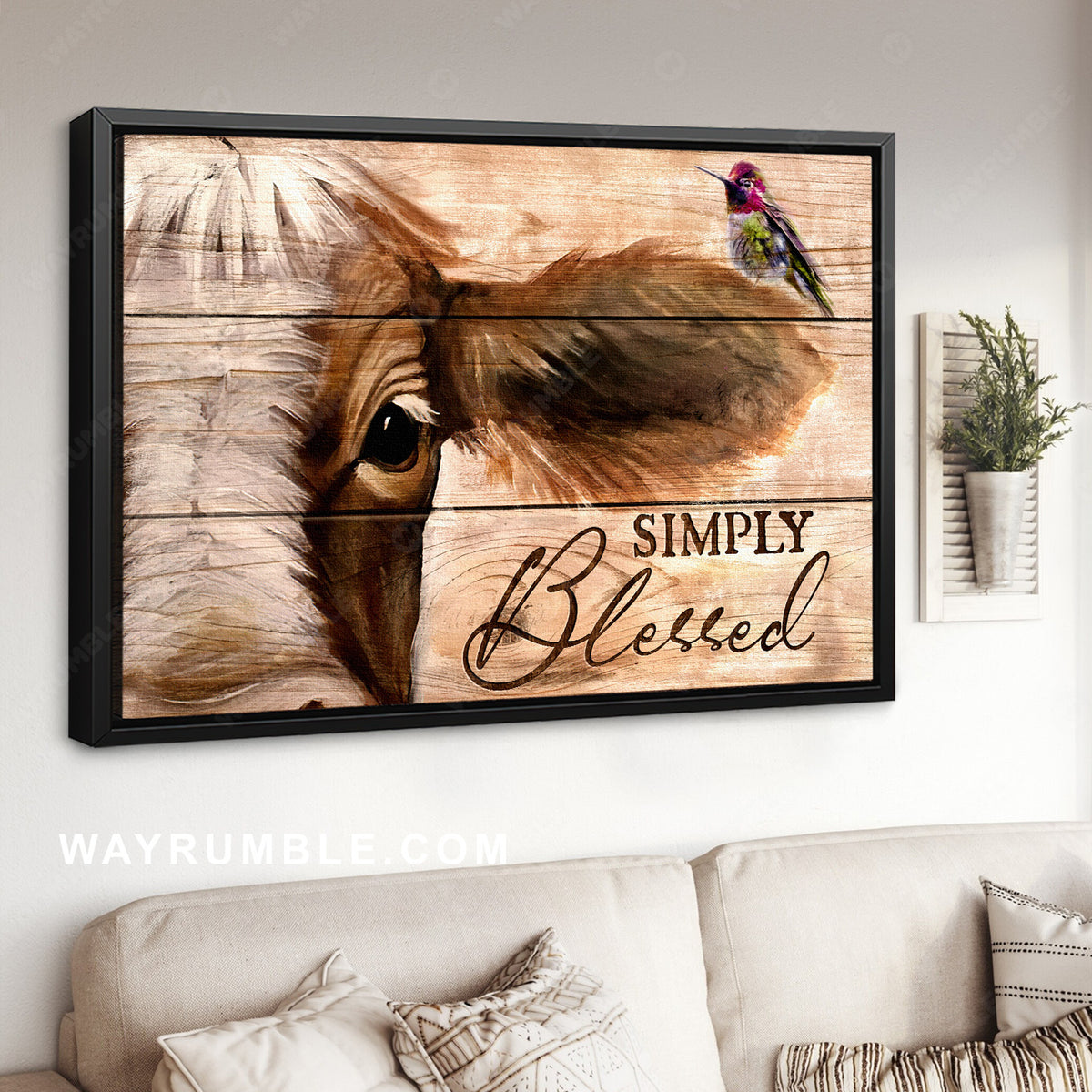 Little cow, Stunning hummingbird, Simply blessed - Jesus Landscape Canvas Prints, Home Decor Wall Art