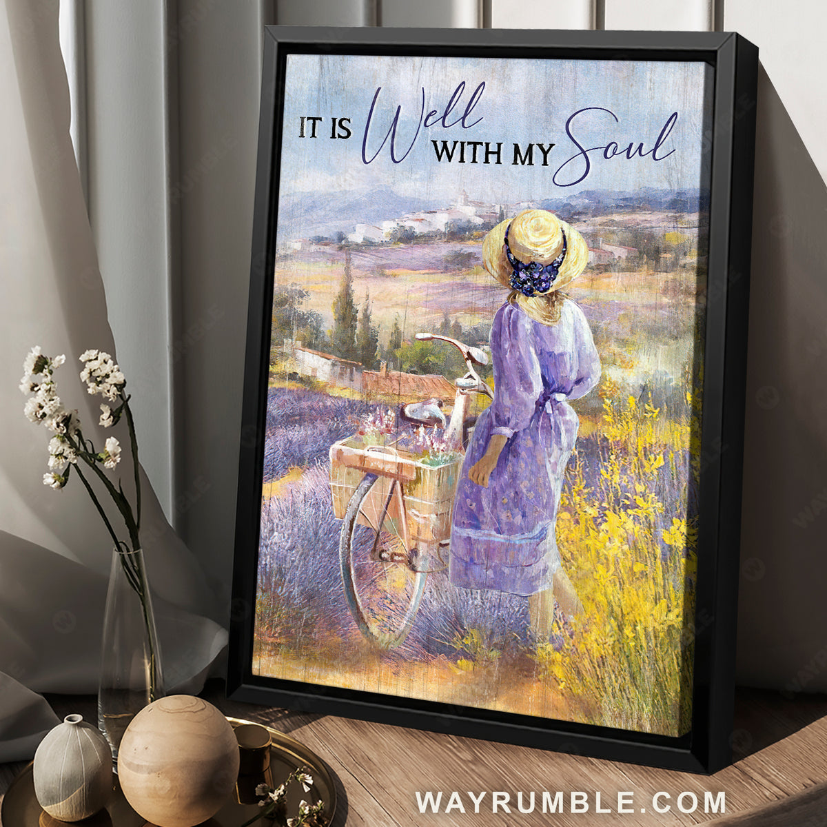 Pretty girl, Purple dress, Lavender field, It is well with my soul - Jesus Portrait Canvas Prints, Christian Wall Art
