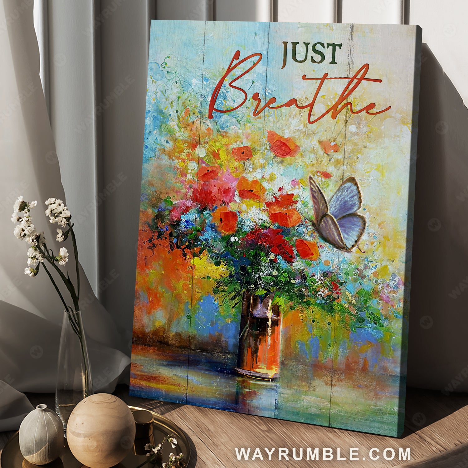Watercolor flower, Abstract wall art, Pretty butterfly, Just breathe - Jesus Portrait Canvas Prints, Christian Wall Art