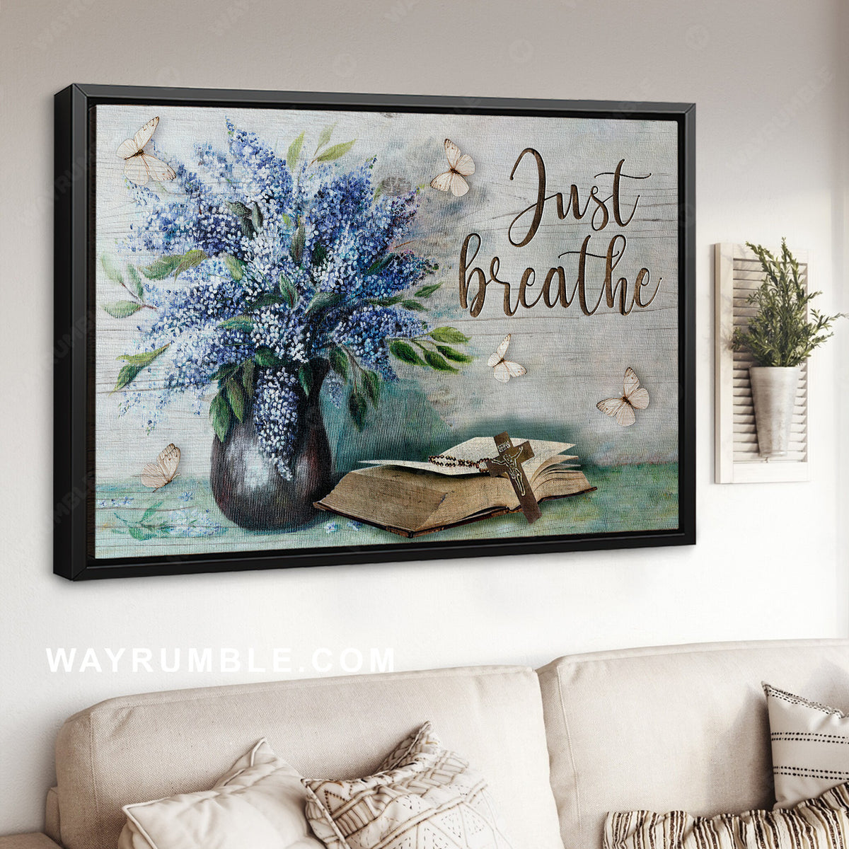 Unique flower, Antique bible, Beautiful butterfly, Just breathe - Jesus Landscape Canvas Prints, Home Decor Wall Art