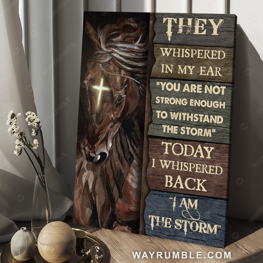 Watercolor horse, Cross symbol, They whispered in my ear - Jesus Portrait Canvas Prints, Christian Wall Art