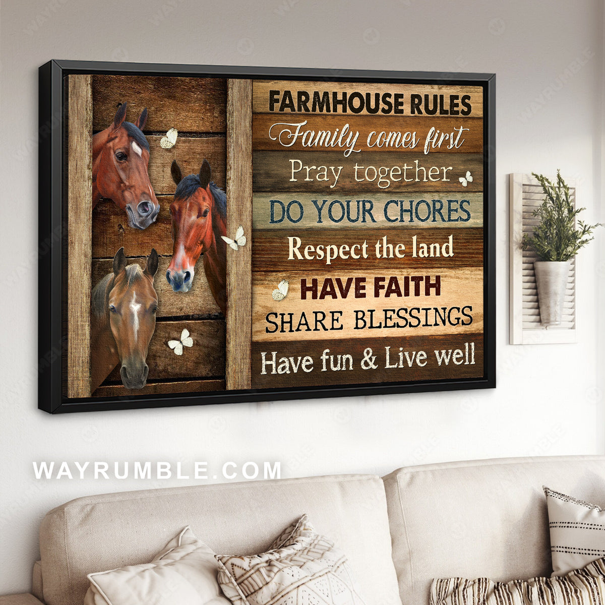 Quarter horses, White butterfly, Jesus painting, Have fun and live well - Jesus Landscape Canvas Prints, Christian Wall Art