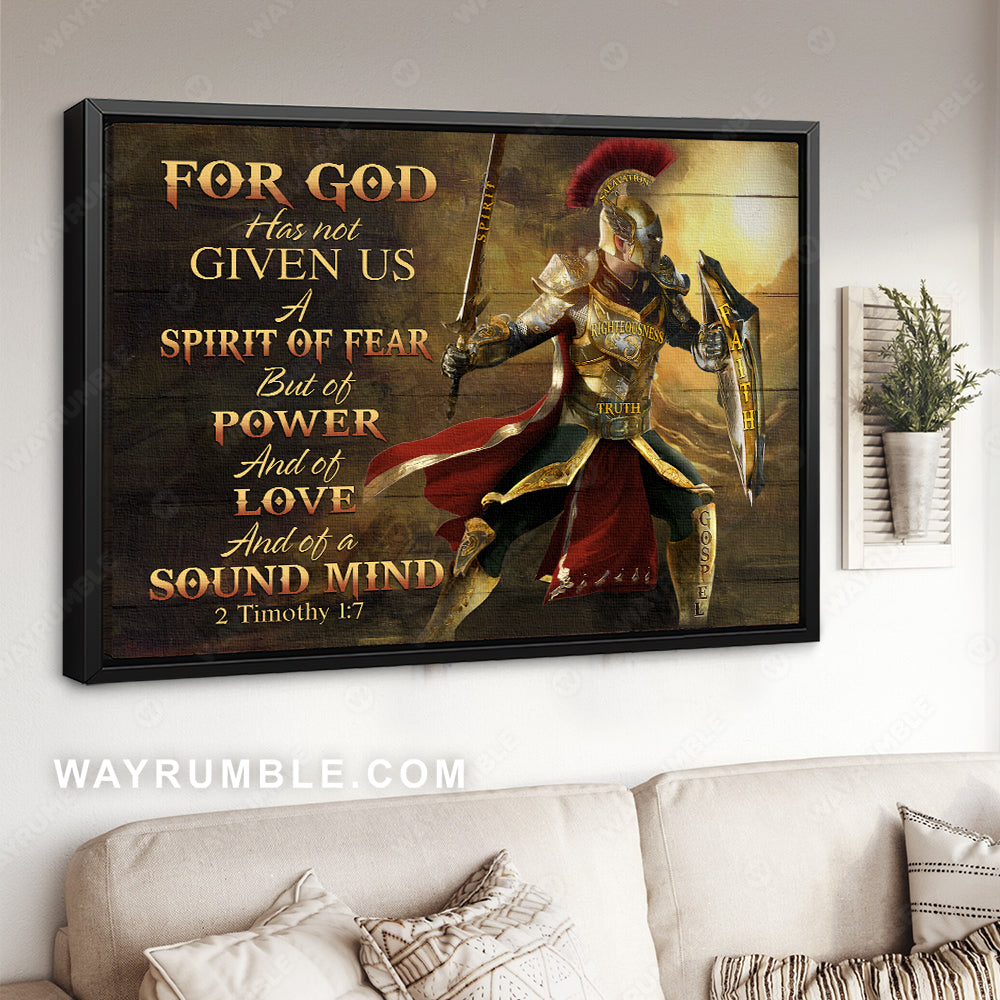 Amazing knight drawing, Sunset, For God has not given us a spirit of fear - Jesus Landscape Canvas Prints, Christian Wall Art