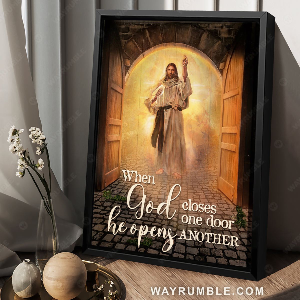 Amazing Jesus painting, Infinite halo, When God closes one door - Jesus Portrait Canvas Prints, Christian Wall Art