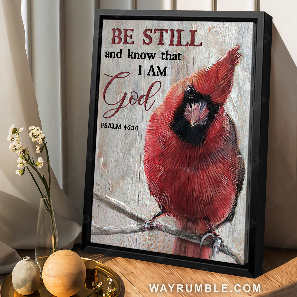 Amazing cardinal, Gift for bird lover, Be still and know that I am God - Jesus Portrait Canvas Prints, Christian Wall Art