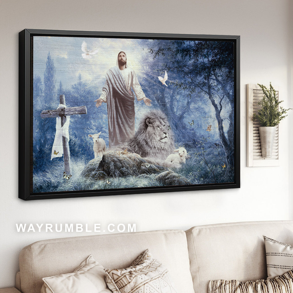 Stunning forest, Lion of Judah, White lamb, The life of Jesus - Jesus Landscape Canvas Prints, Christian Wall Art