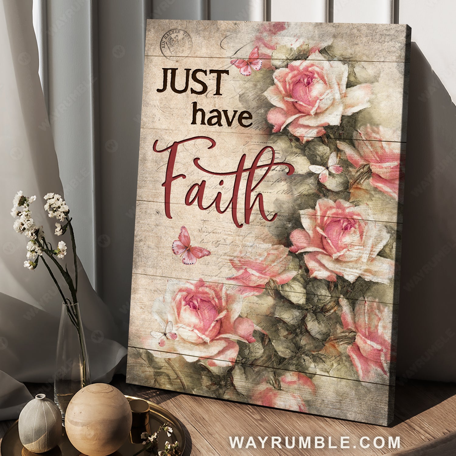 Pretty rose garden, Pink butterfly, Just have faith - Jesus Portrait Canvas Prints, Home Decor Wall Art