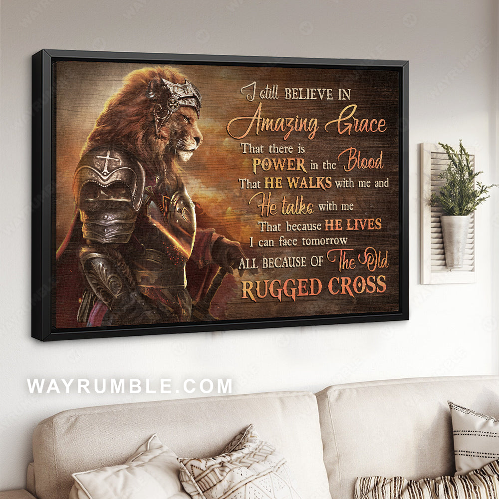 Amazing warrior, King of Kings, Lion drawing, I still believe in amazing grace - Jesus Landscape Canvas Prints, Christian Wall Art