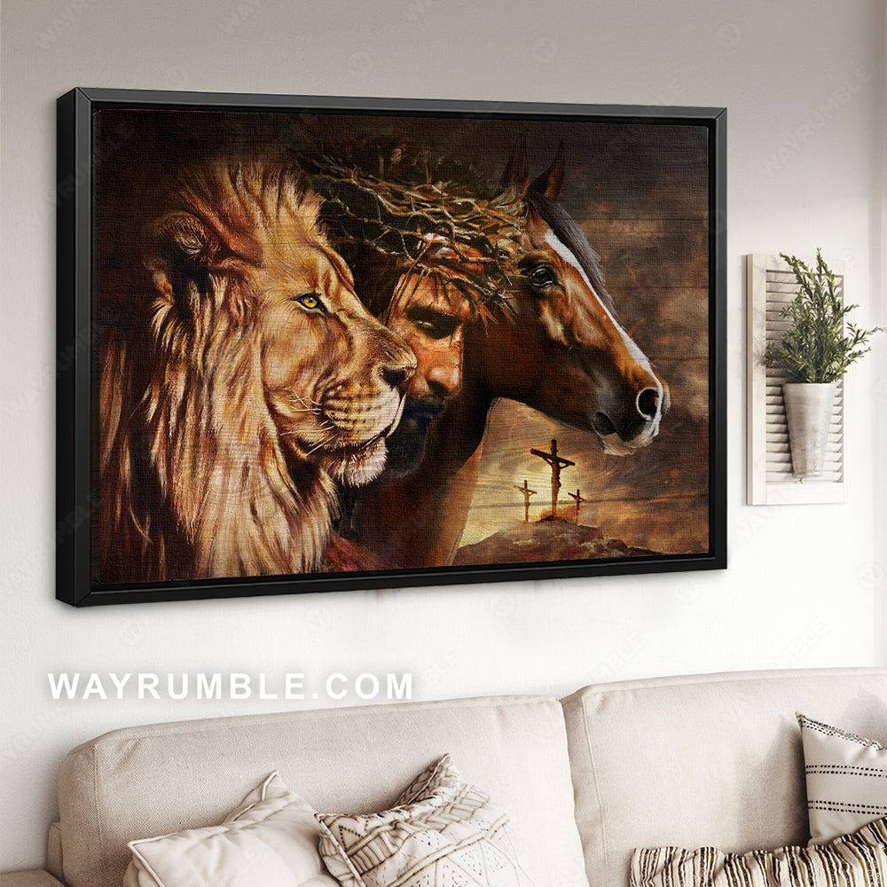 King of kings, Jesus painting, Animal of God, Horse drawing - Jesus Landscape Canvas Prints, Christian Wall Art