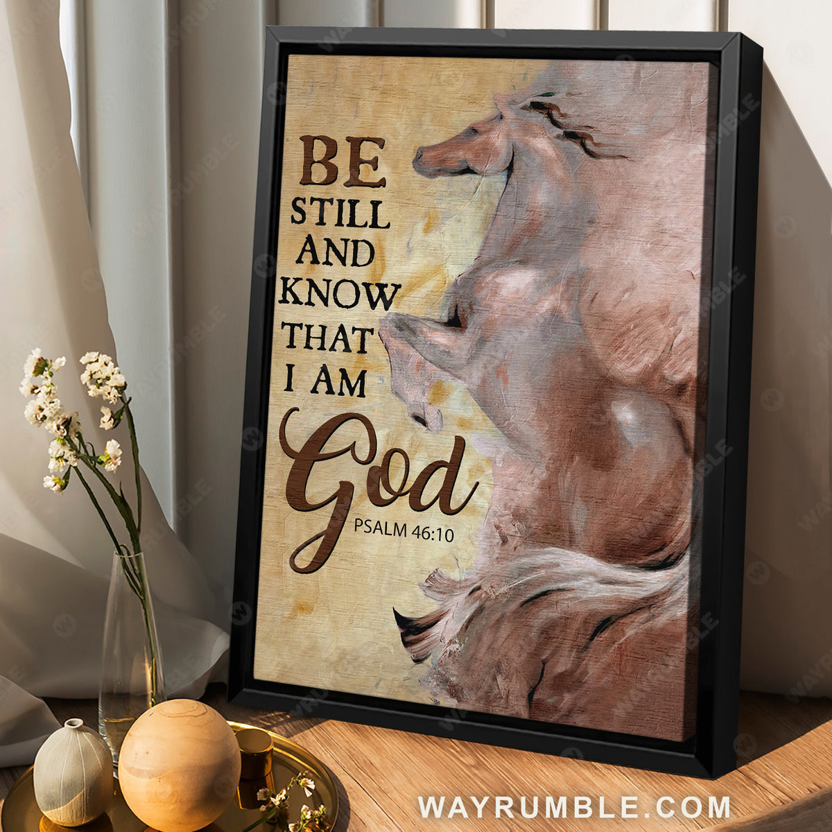 Amazing horse drawing, Yellow background, Jesus painting, Be still and know that I am God - Jesus Portrait Canvas Prints, Christian Wall Art