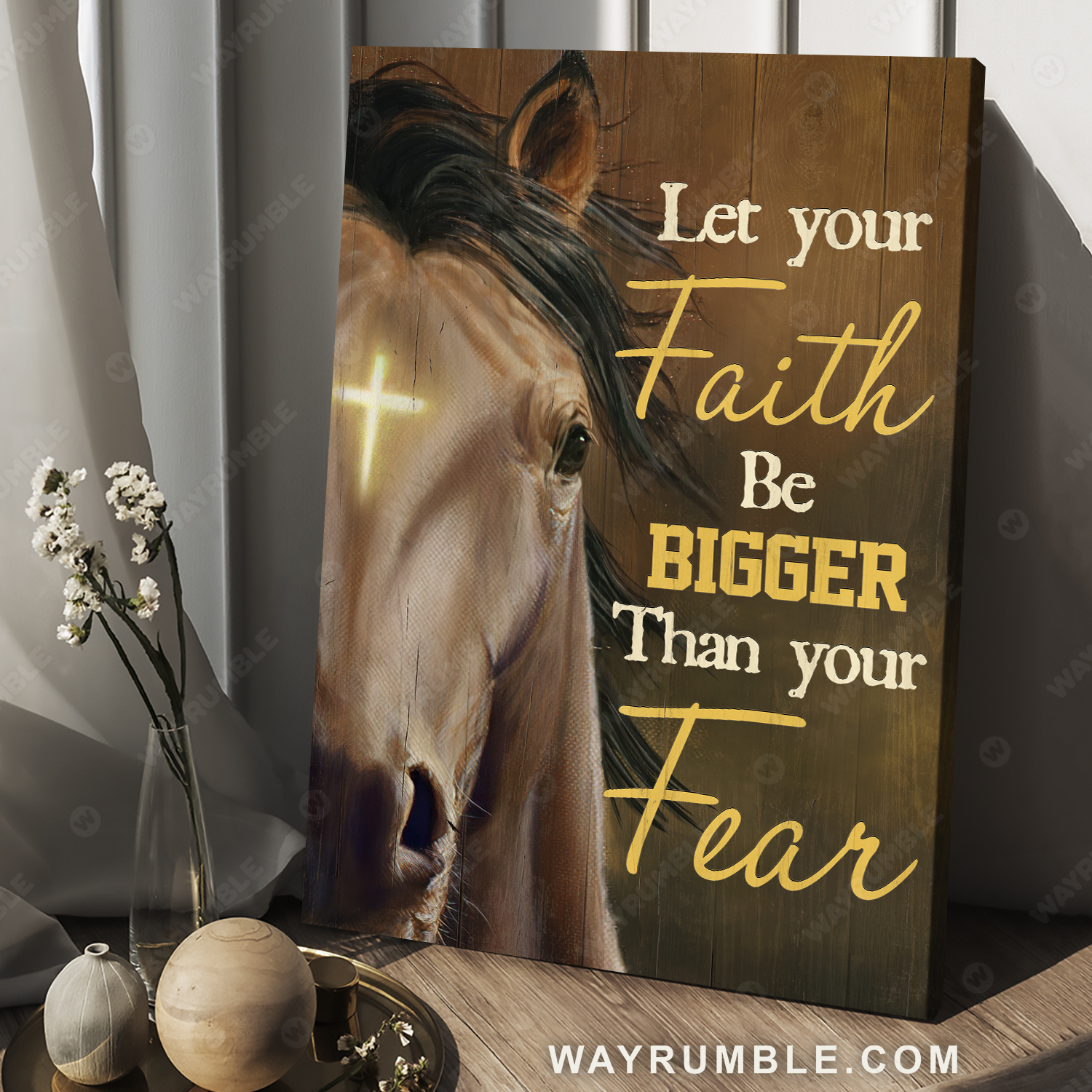 Face of horse, Jesus painting, Cross symbol, Let your faith be bigger than your fear - Jesus Portrait Canvas Prints, Christian Wall Art