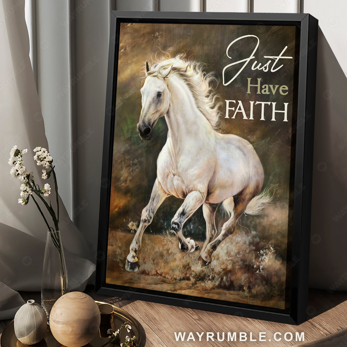 Running horse, Jesus symbol, Walking on water, Just have faith - Jesus Portrait Canvas Prints, Christian Wall Art