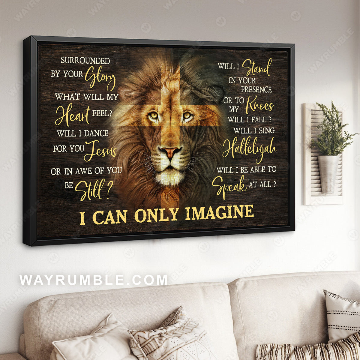 Unique cross, Lion painting, King of kings, I can only imagine - Jesus Landscape Canvas Prints, Christian Wall Art