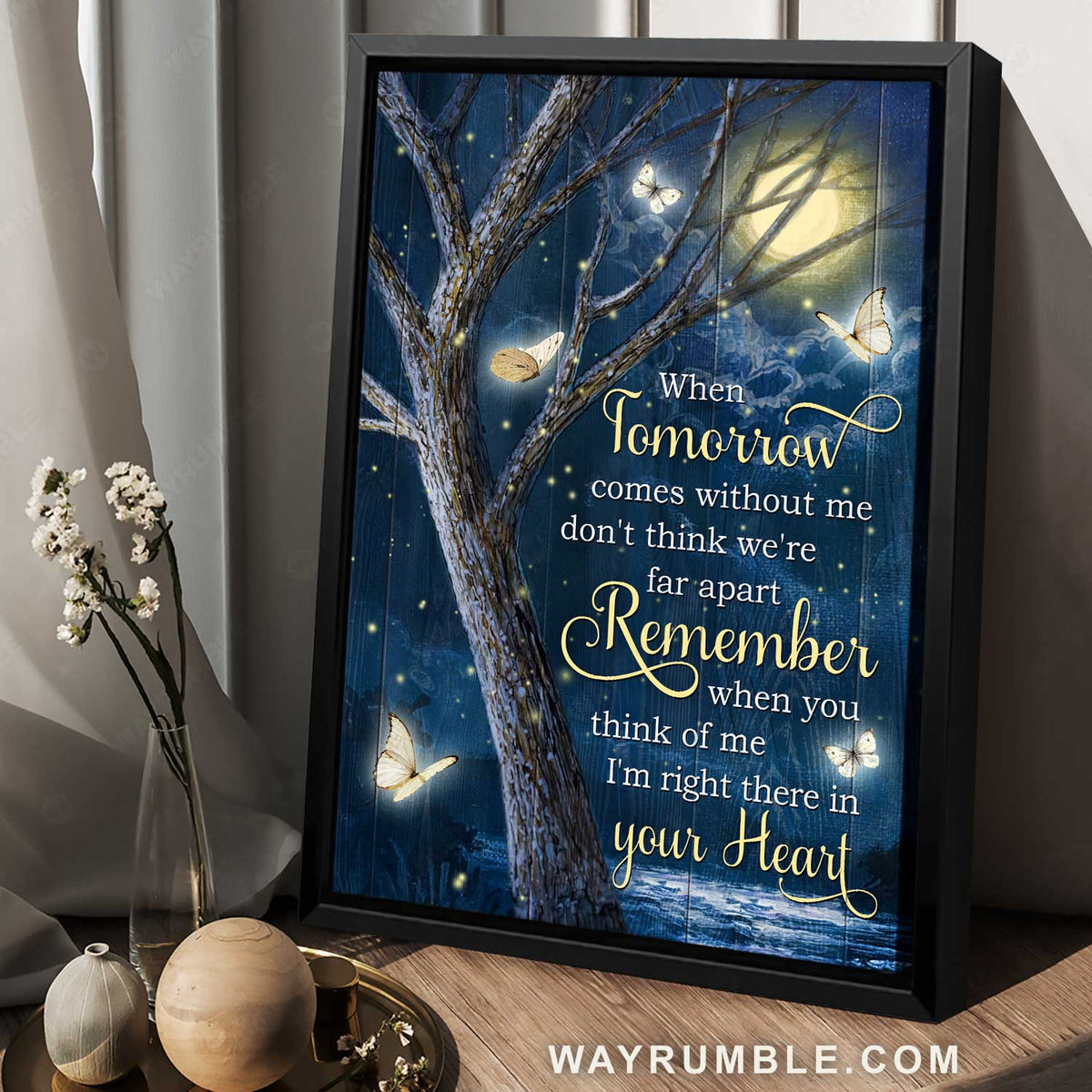 Amazing night, White butterfly, Full moon, When tomorrow comes - Heaven Portrait Canvas Prints, Wall Art