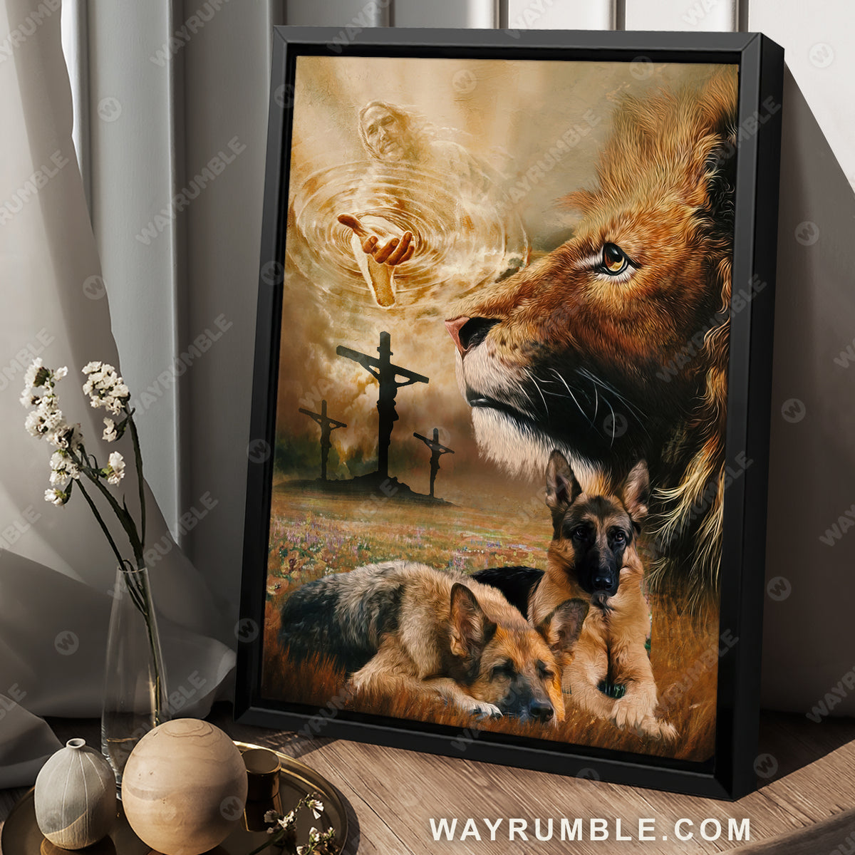 Face of lion, Take my hand, German shepherd, Jesus painting - Jesus Portrait Canvas Prints, Christian Wall Art