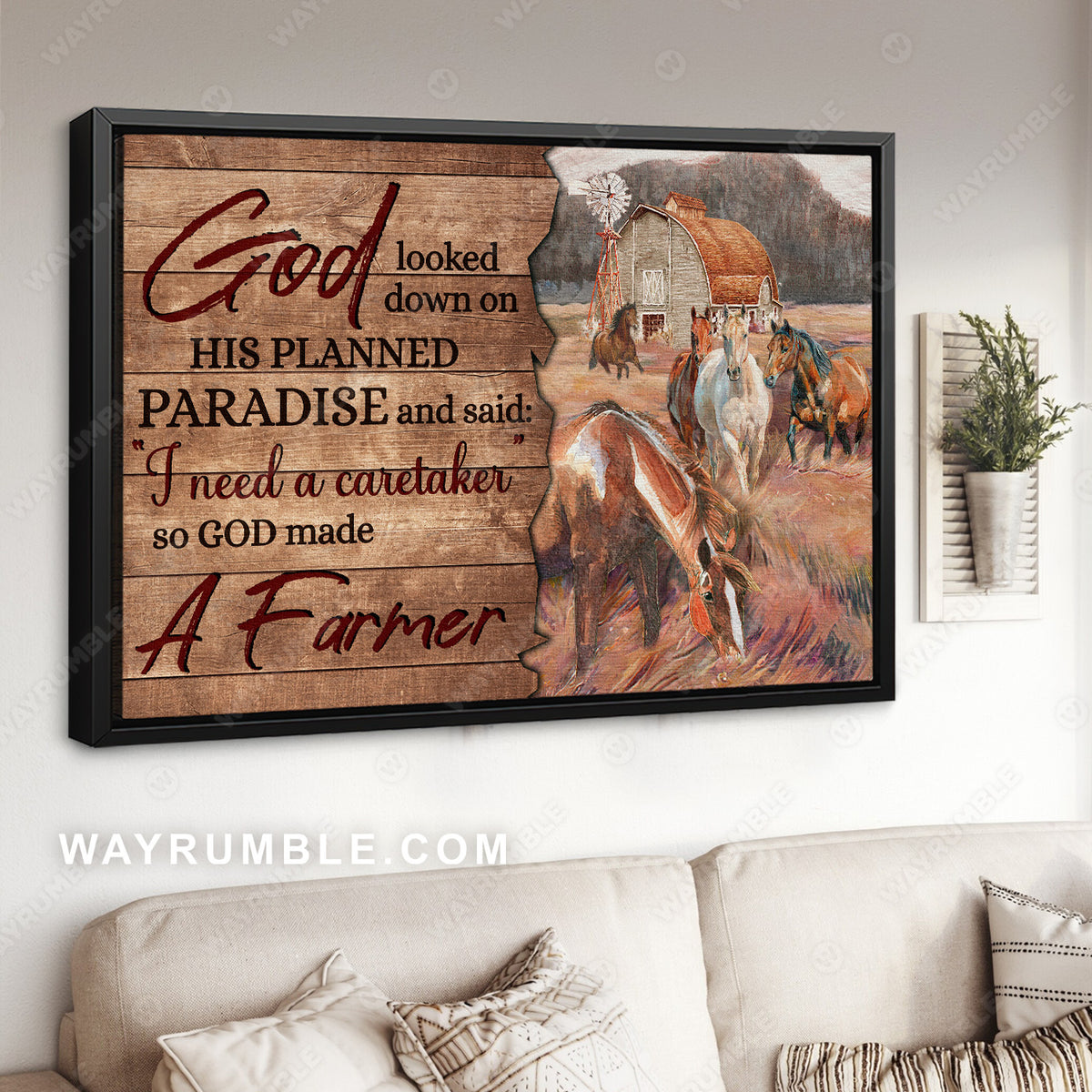 Dream horse drawing, Peace rice field, So God made a farmer - Jesus Landscape Canvas Prints, Christian Wall Art