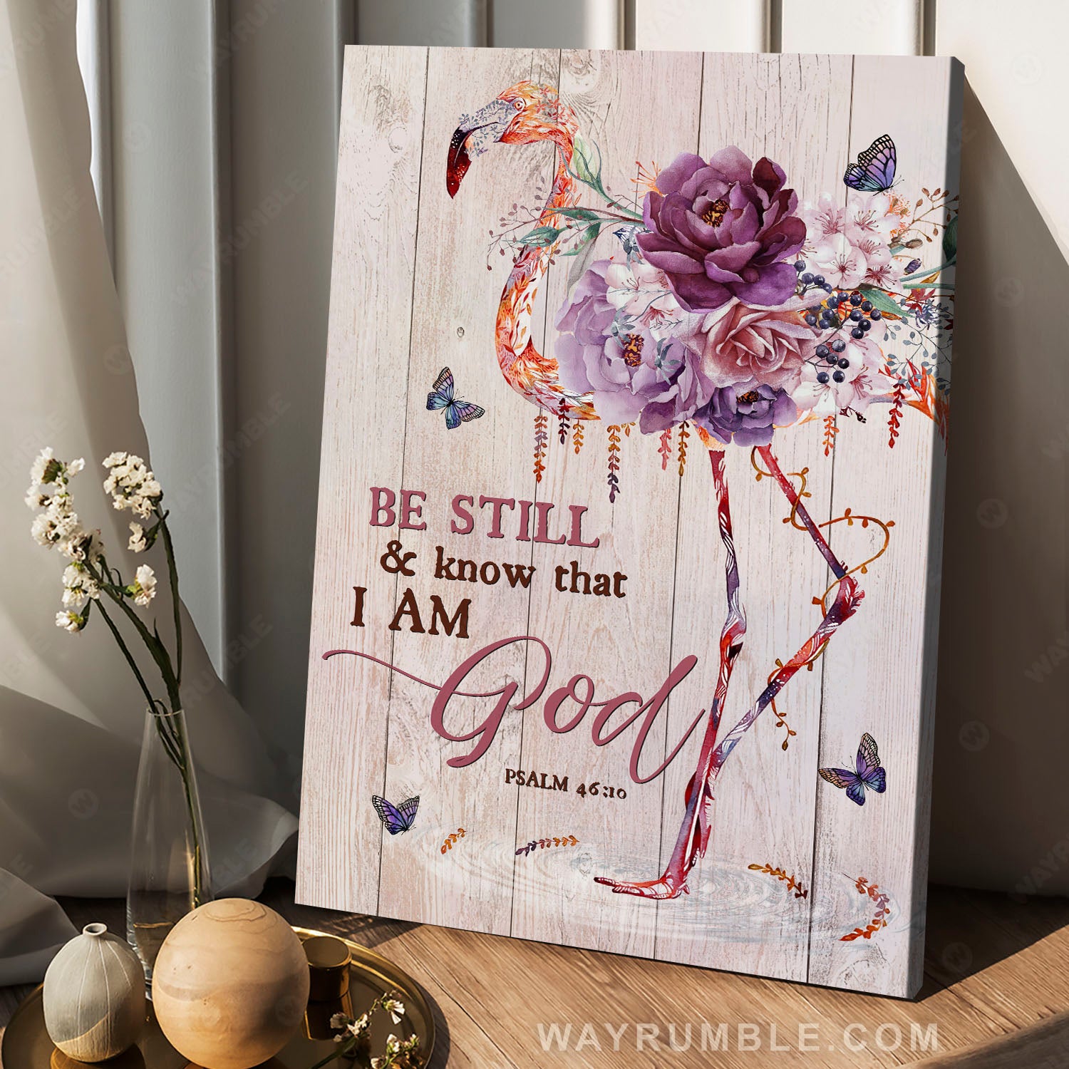 Flower flamingo, Colorful butterfly, Be still and know that I am God - Jesus Portrait Canvas Prints, Christian Wall Art