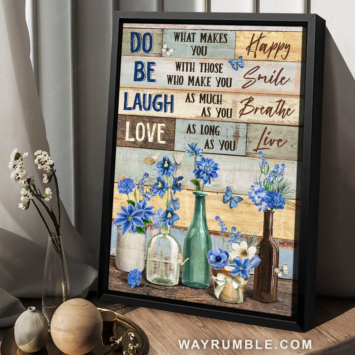 Blue flower, Pretty garden, Gift for flower lover, Do what makes you happy - Jesus Portrait Canvas Prints, Home Decor Wall Art