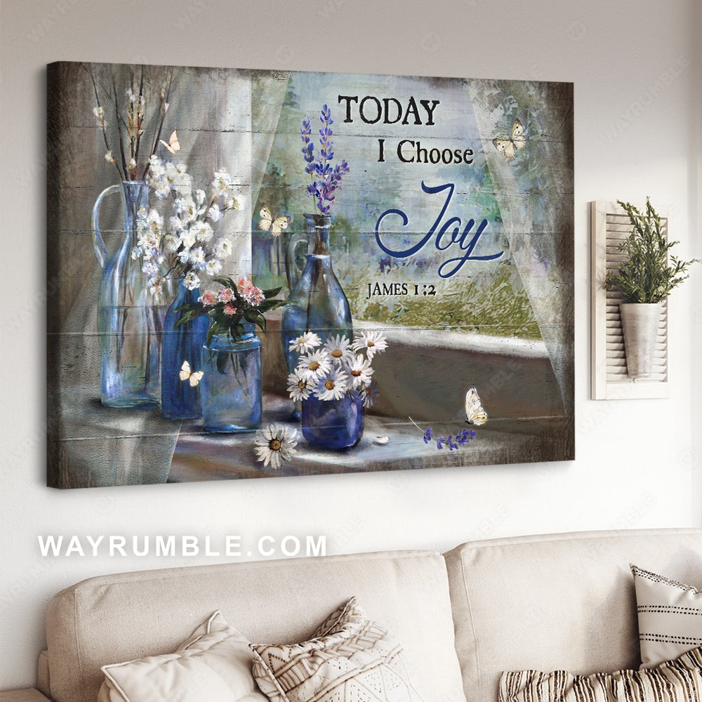 Baby flower, Crystal vase, Lavender drawing, Today I choose joy - Jesus Landscape Canvas Prints, Christian Wall Art