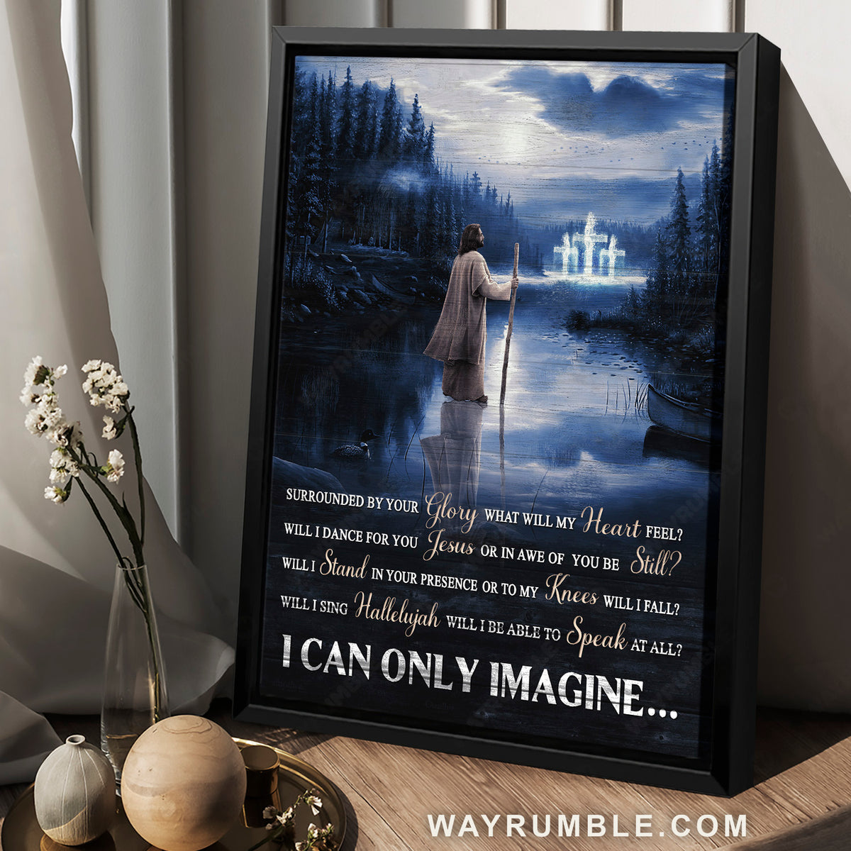 Blue night, Stunning forest, Walking on water, I can only imagine - Jesus Portrait Canvas Prints, Home Decor Wall Art