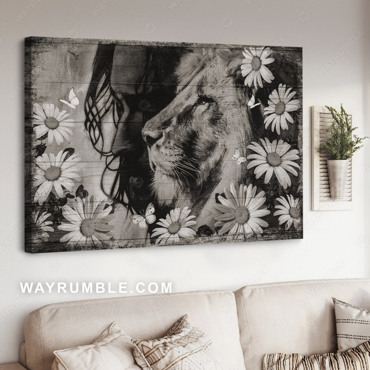 Black and white painting, Watercolor lion, Stunning daisy - Jesus Landscape Canvas Prints, Home Decor Wall Art