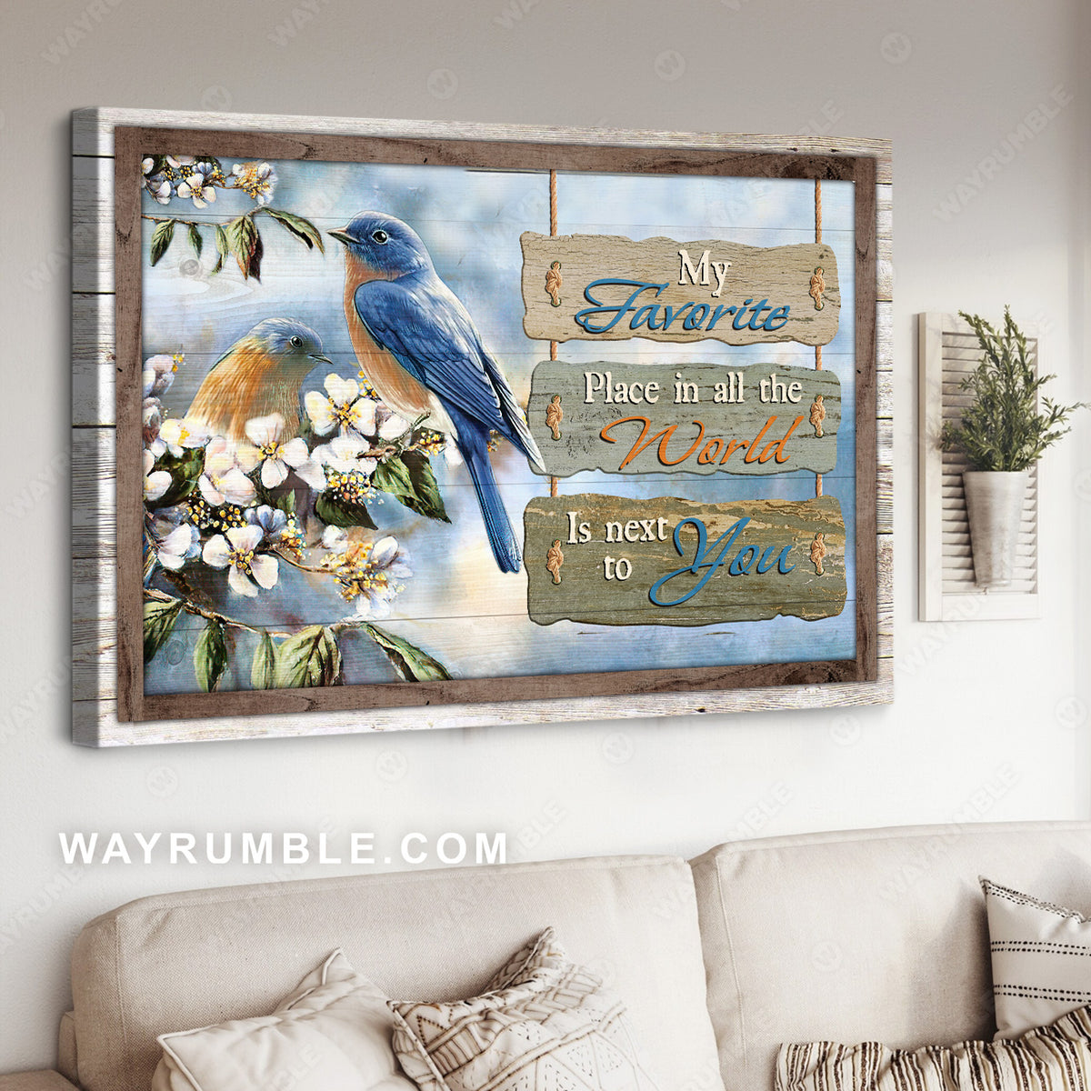 Pretty Eastern bluebird, Jasmine forest, My favorite place in all the world - Jesus Landscape Canvas Prints, Christian Wall Art
