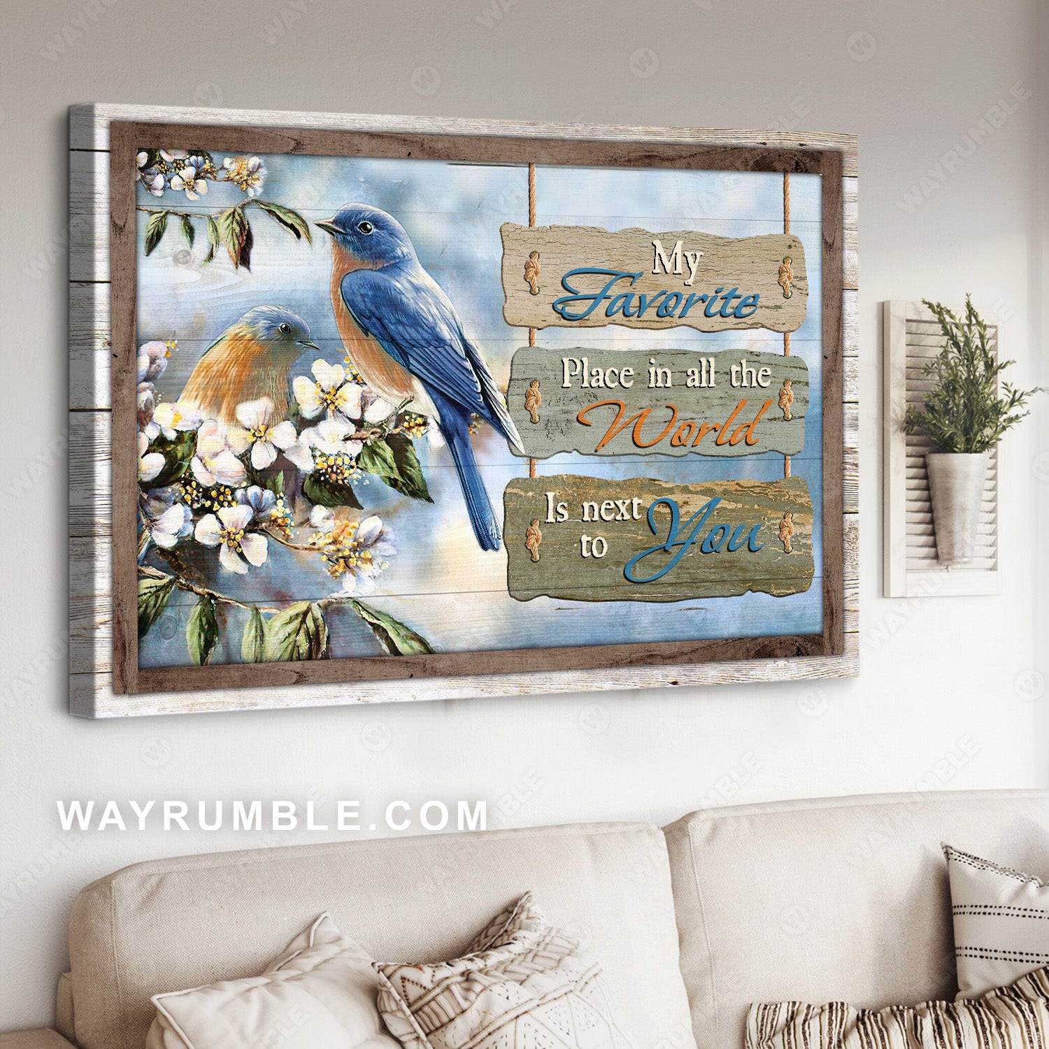 Pretty Eastern bluebird, Jasmine forest, My favorite place in all the world - Jesus Landscape Canvas Prints, Christian Wall Art