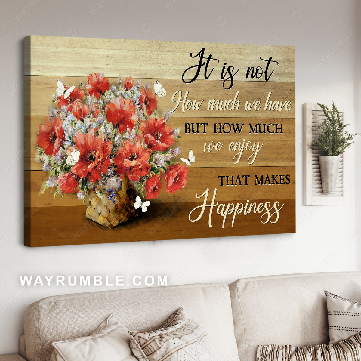 Pomegranate flowers, Still life painting, It is not how much we have - Jesus Landscape Canvas Prints, Christian Wall Art