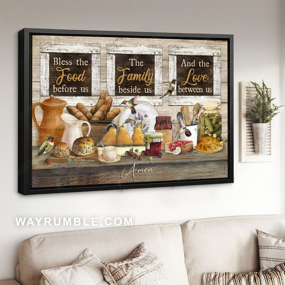 Hummingbird artwork, Pretty kitchen, Bless the food before us - Jesus Landscape Canvas Prints, Christian Wall Art