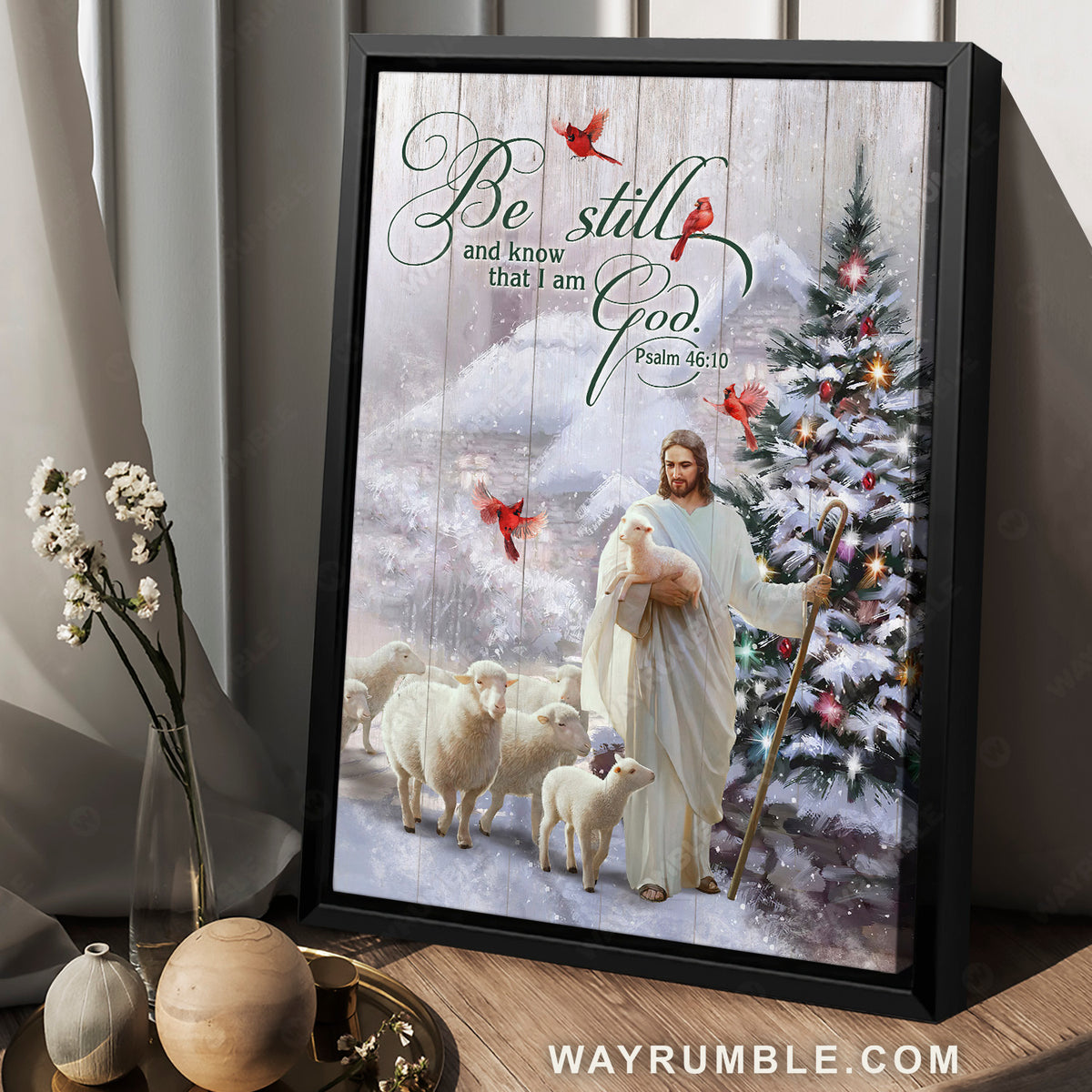 Christmas is coming, Lamb of God, Cardinal, Be still and know that I am God - Jesus Portrait Canvas Prints, Home Decor Wall Art