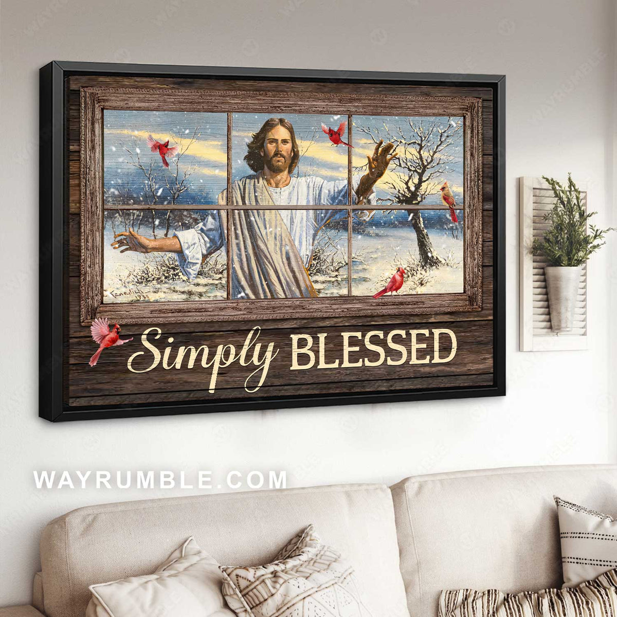 Winter forest, The passion of Jesus, Red cardinal, Simply blessed - Jesus Landscape Canvas Prints, Home Decor Wall Art