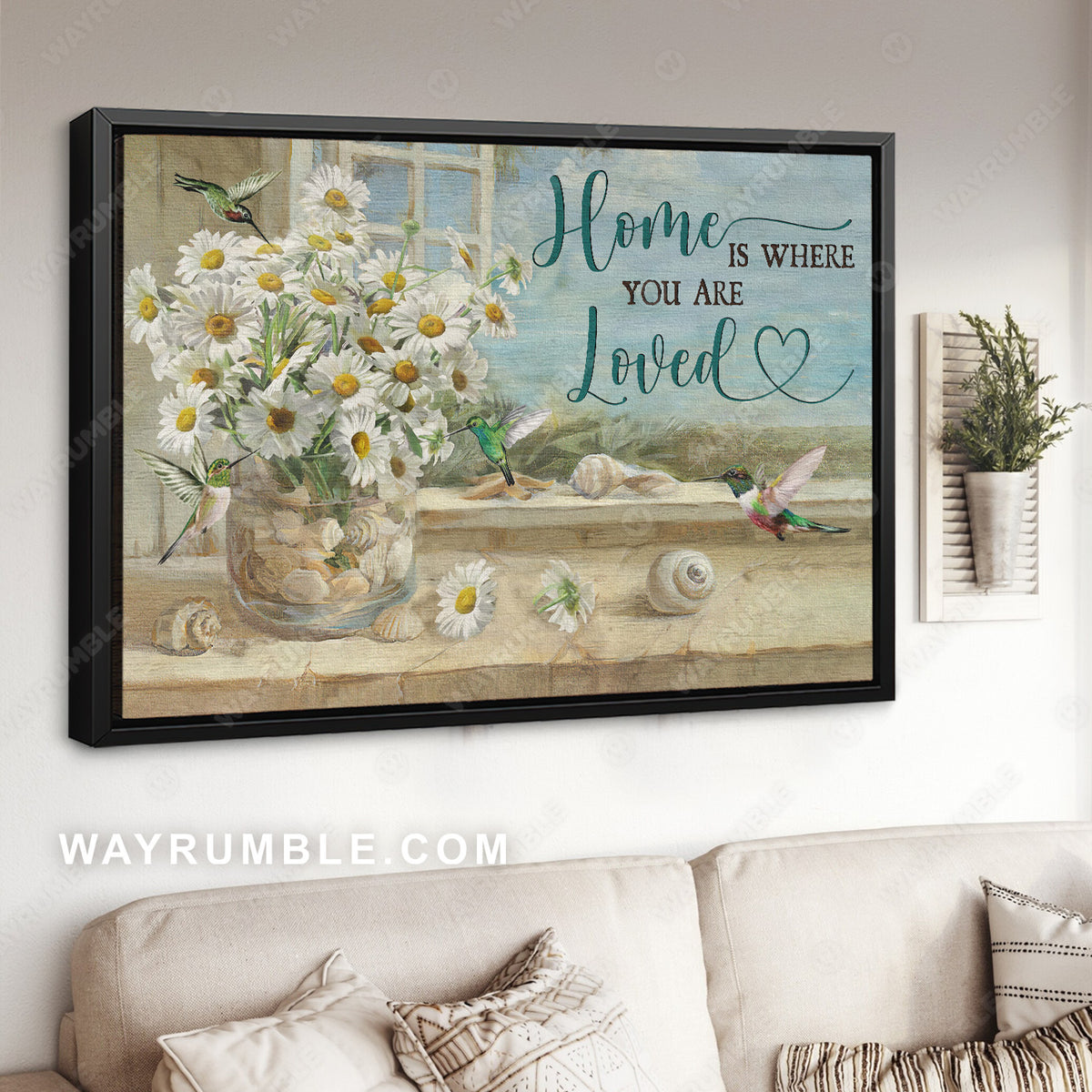 Pretty daisy painting, Watercolor hummingbird, Home is where you are loved - Jesus Landscape Canvas Prints, Christian Wall Art