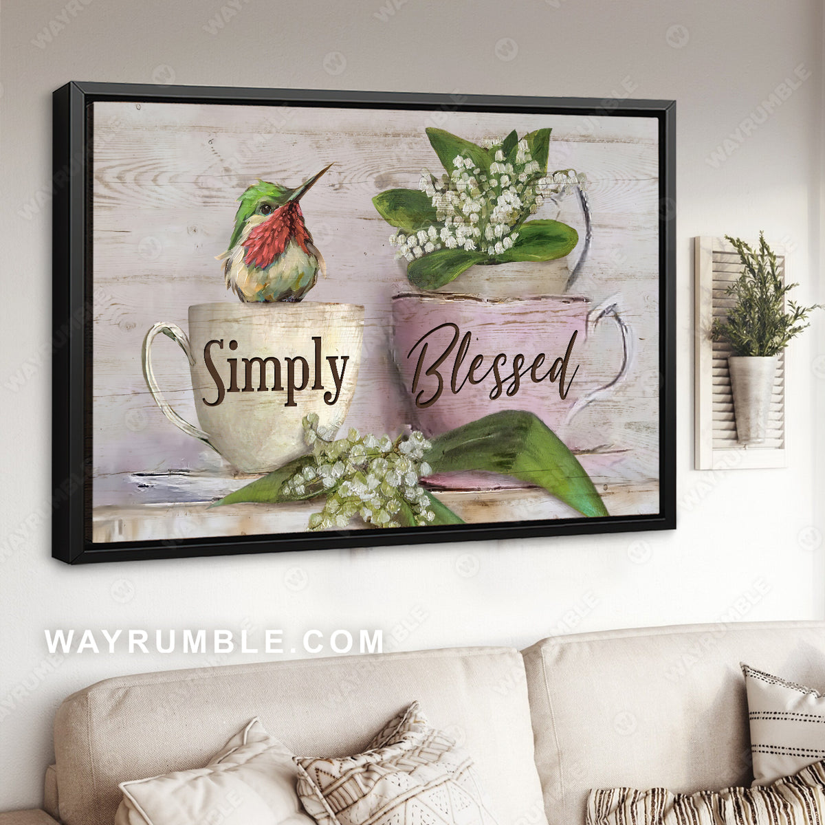 Little hummingbird, Pretty cup, Baby flower, Simply blessed - Jesus Landscape Canvas Prints, Home Decor Wall Art