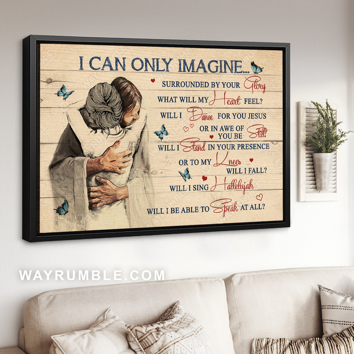 Jesus calls, The world in his arm, Blue butterfly, I can only imagine - Jesus Landscape Canvas Prints, Christian Wall Art