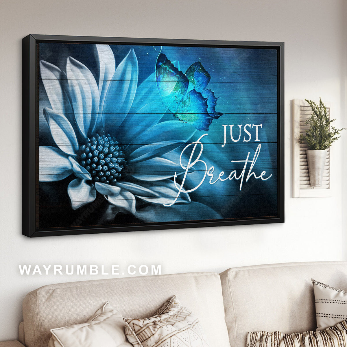 Stunning blue flower, Magic butterfly, Stunning drawing, Just breathe - Jesus Landscape Canvas Prints, Home Decor Wall Art