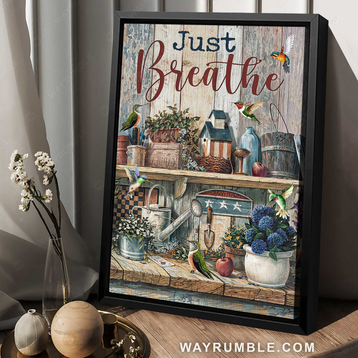 Pretty kitchen, Watercolor hummingbird, Lovely scene, Just breathe - Jesus Portrait Canvas Prints, Christian Wall Art