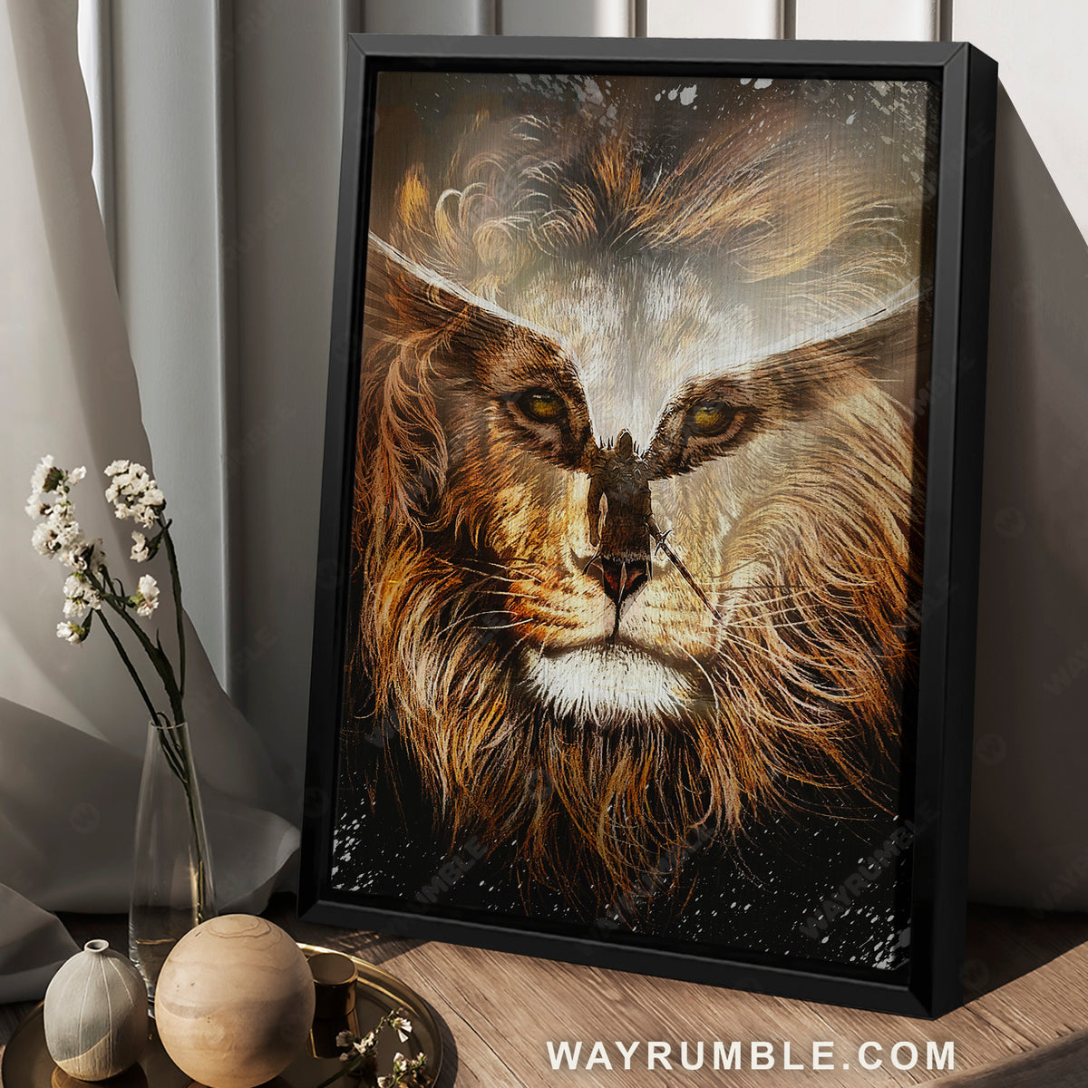 Lion of Judah, Stunning eagle, Warrior artwork, Jesus symbol - Jesus Portrait Canvas Prints, Home Decor Wall Art