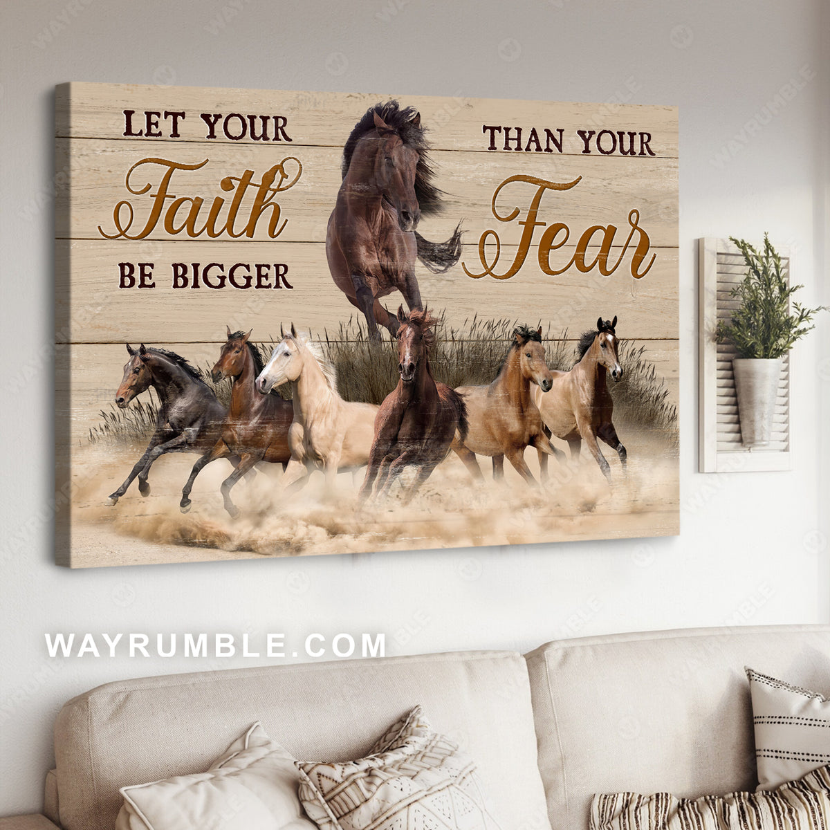 Running horse, Amazing painting, Let your faith be bigger than your fear - Jesus Landscape Canvas Prints, Christian Wall Art