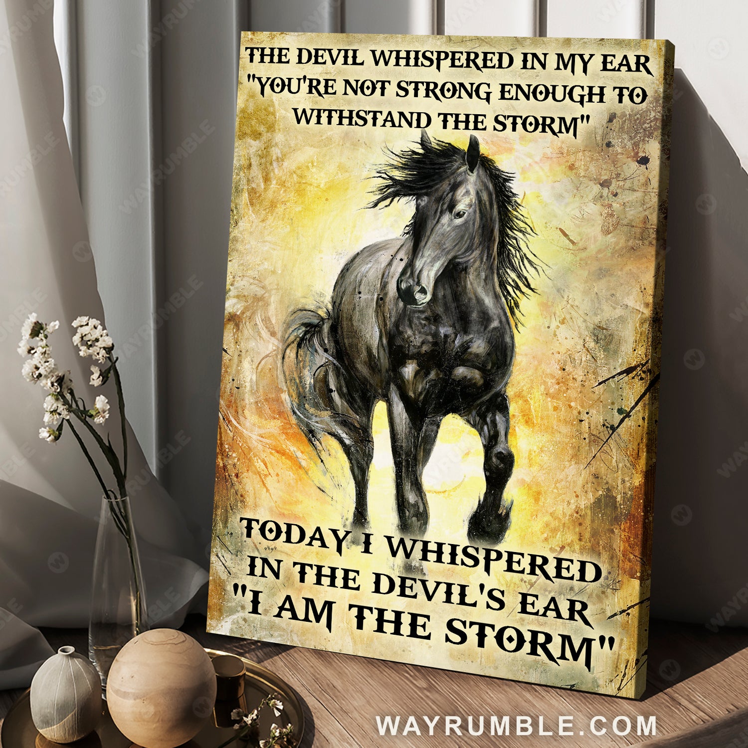 Crazy horse, Yellow Background, The devil whispered in my ear - Jesus Portrait Canvas Prints, Christian Wall Art