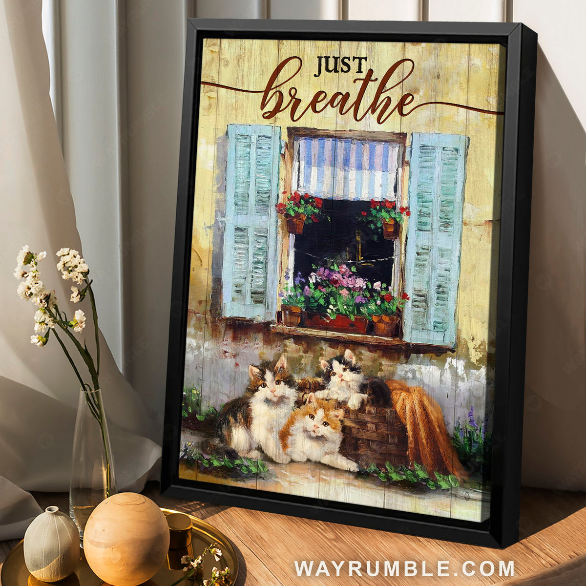 Cute cat painting, Magic window, Baby flower, Just breathe - Jesus Portrait Canvas Prints, Christian Wall Art