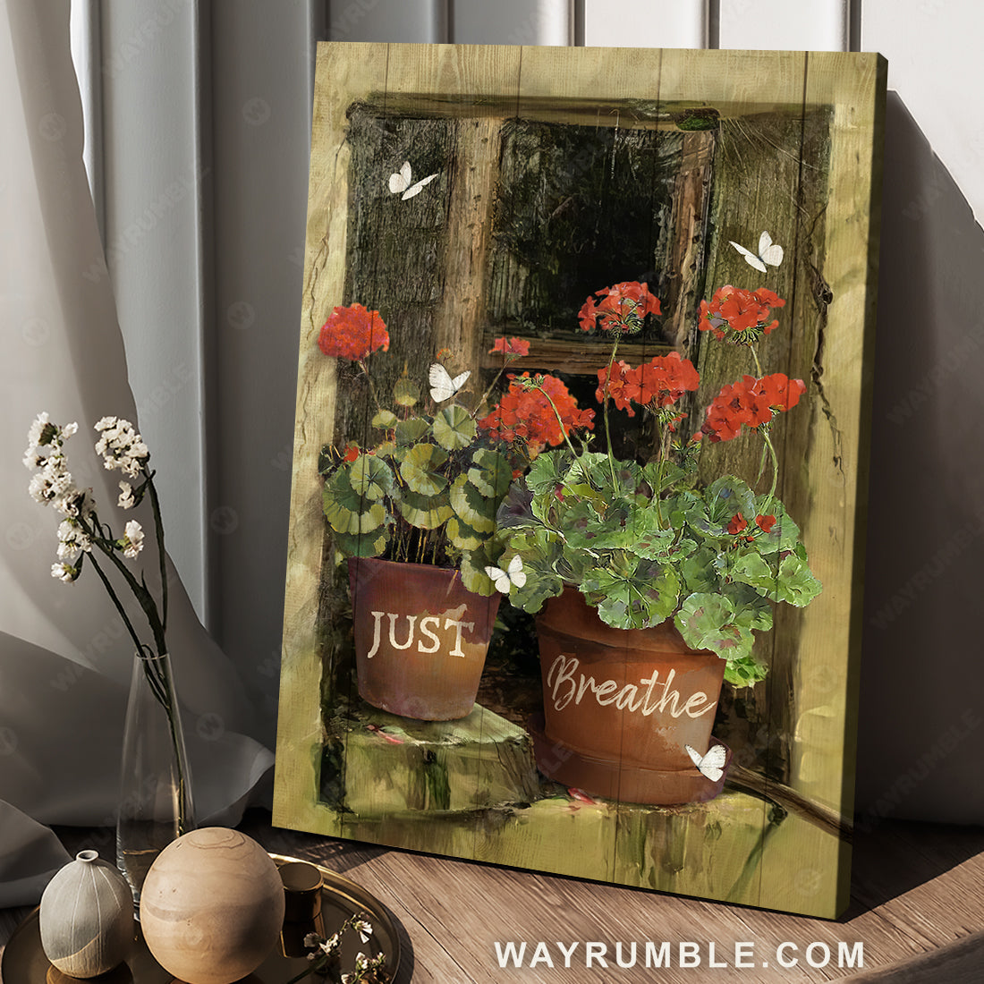 Red hibiscus flower, Old garden, Pretty butterfly, Just breathe - Jesus Portrait Canvas Prints, Christian Wall Art