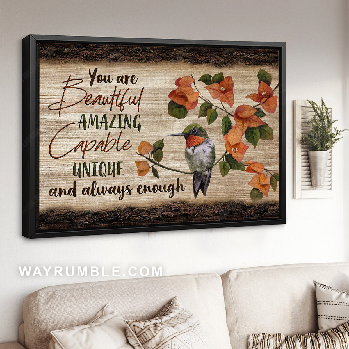 Gorgeous flower, pretty hummingbird, you are beautiful - Jesus Landscape Canvas Prints, Christian Wall Art