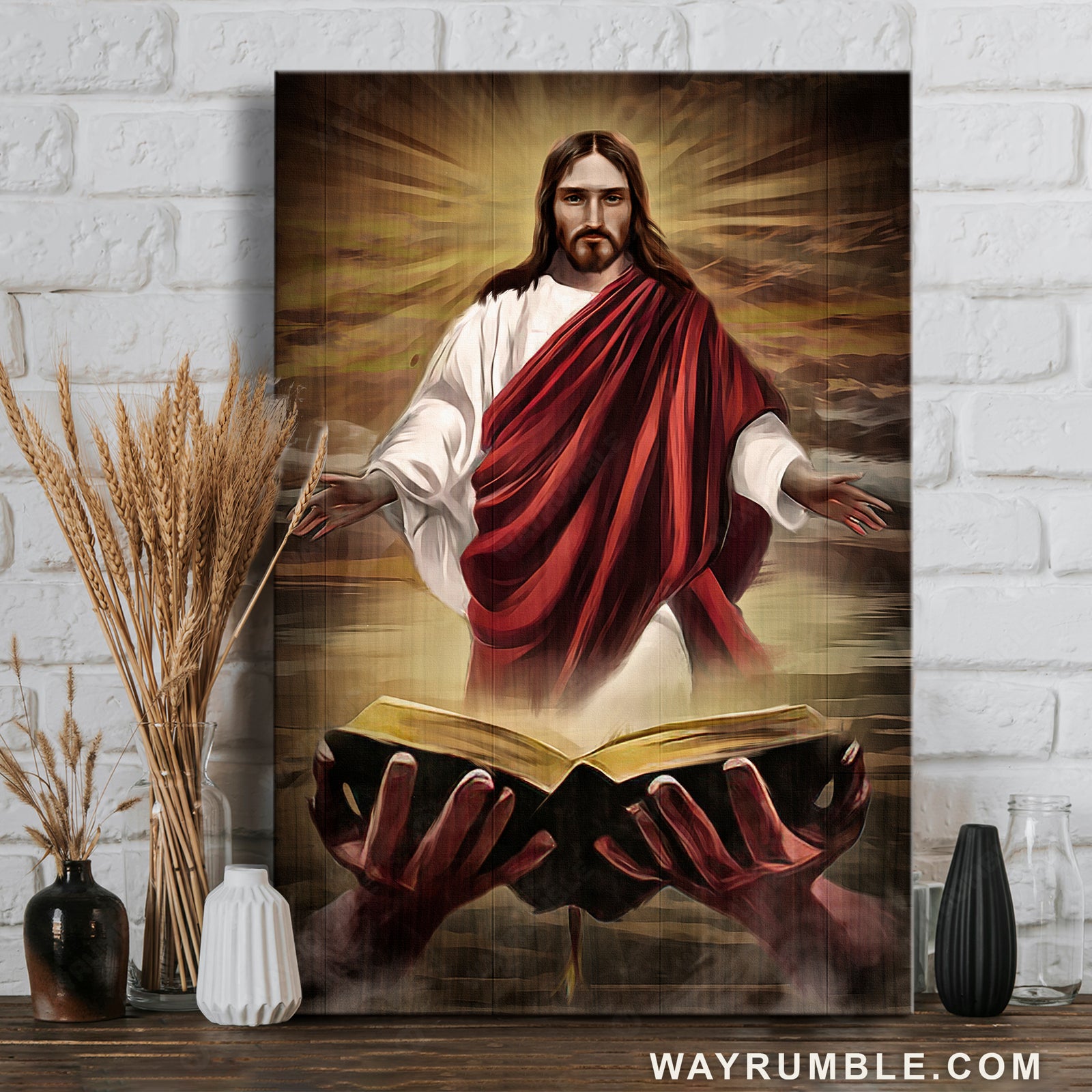 Unique Jesus drawing, Infinite halo, Watercolor bible - Jesus Portrait Canvas Prints, Home Decor Wall Art