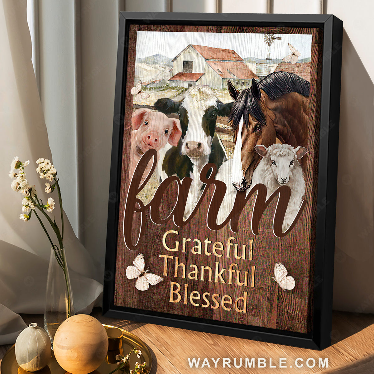 Lovely farm, Animal painting, Grateful, Thankful, Blessed - Jesus Portrait Canvas Prints, Home Decor Wall Art