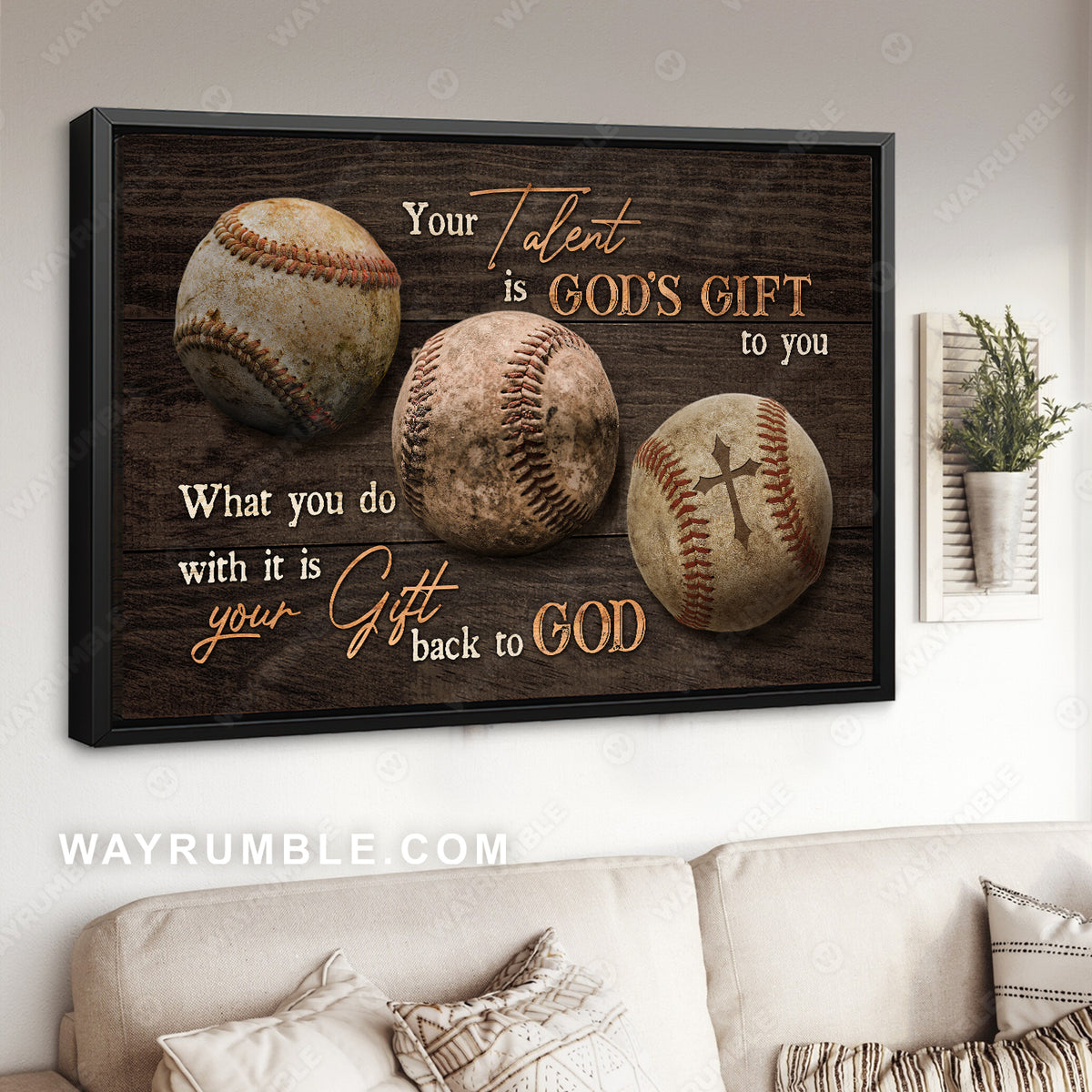 Old baseball, Gift for baseball lover, Your talent is God's gift - Jesus Landscape Canvas Prints, Home Decor Wall Art