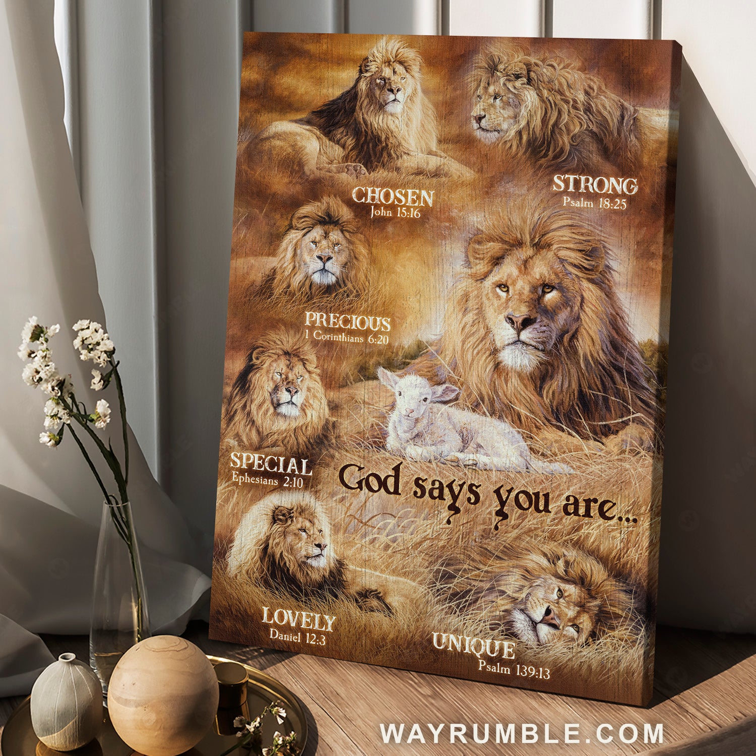 Stunning painting, Lion of Judah, White lamb, God says you are unique - Jesus Portrait Canvas Prints, Home Decor Wall Art