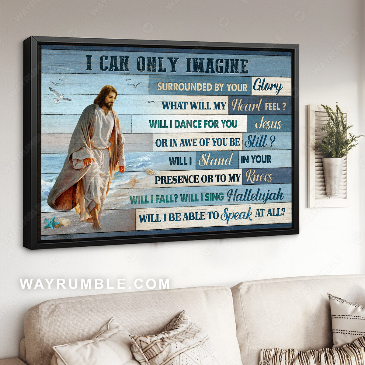 Walking with Jesus, Blue background, I can only imagine - Jesus Landscape Canvas Prints, Christian Wall Art