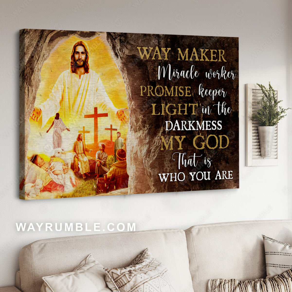 Walking with Jesus, Life of Jesus, Beautiful cave, Way maker, Miracle worker - Jesus Landscape Canvas Prints, Christian Wall Art