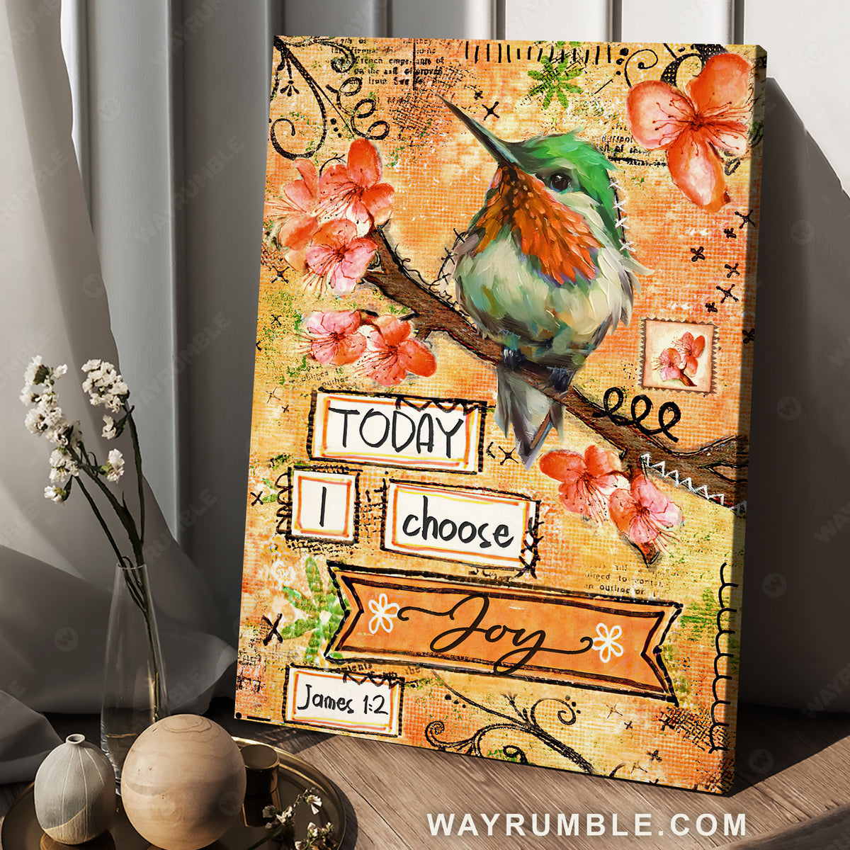 Little hummingbird, Spring flower, Today I choose joy - Jesus Portrait Canvas Prints, Christian Wall Art