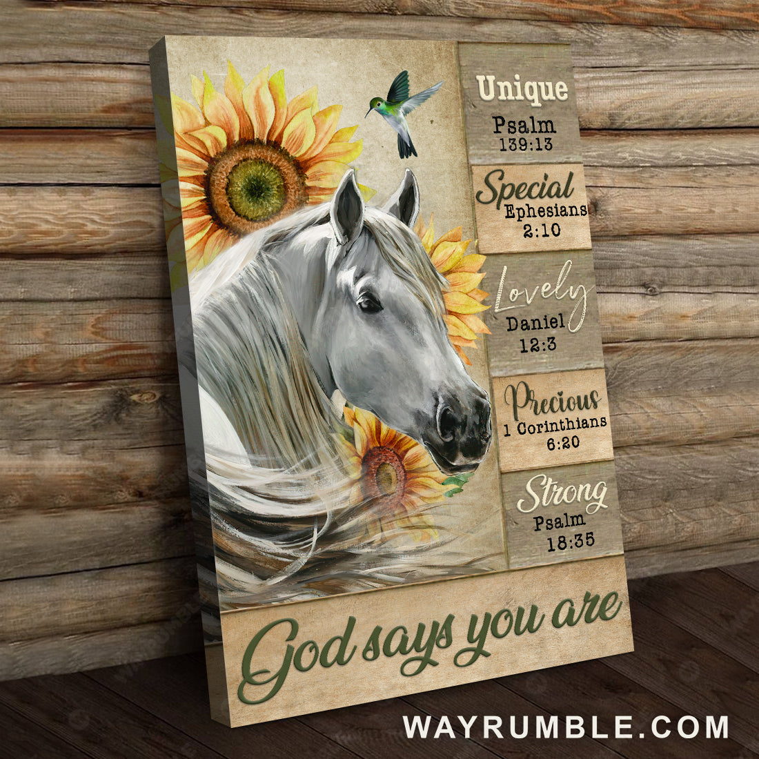 White horse drawing, Sunflower farm, Hummingbird, God says you are unique - Jesus Portrait Canvas Prints, Wall Art